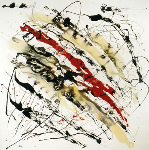 Fluttua sull'onda scura, 1974, 100x100, smalto su tela